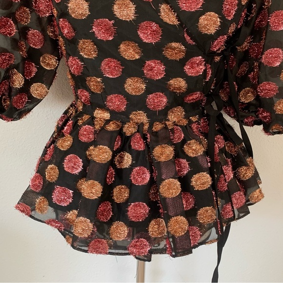 Dream Sister Jane metallic polka dot wrap top - Picture 7 of 15